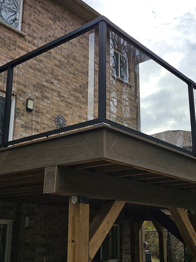 Heavy built second level deck fascia details Barrie Ontario