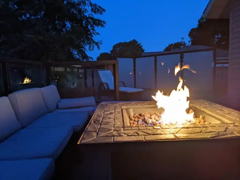 privacy deck in Wasaga Beach at night