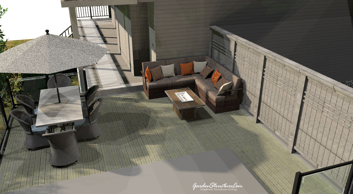 Swim spa deck Rendering with furniture